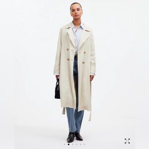 Madewell Tan Belted Drapey Twill Trench Coat NWT